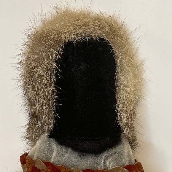 Native American Handmade Doll Real Fur Real Leather Seal Hide 12 Inch - Picture 8 of 13